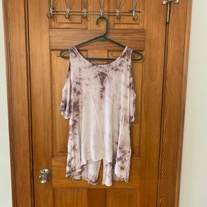 American Eagle Outfitters Purple and White Asymmetrical Tie Front Tank Top